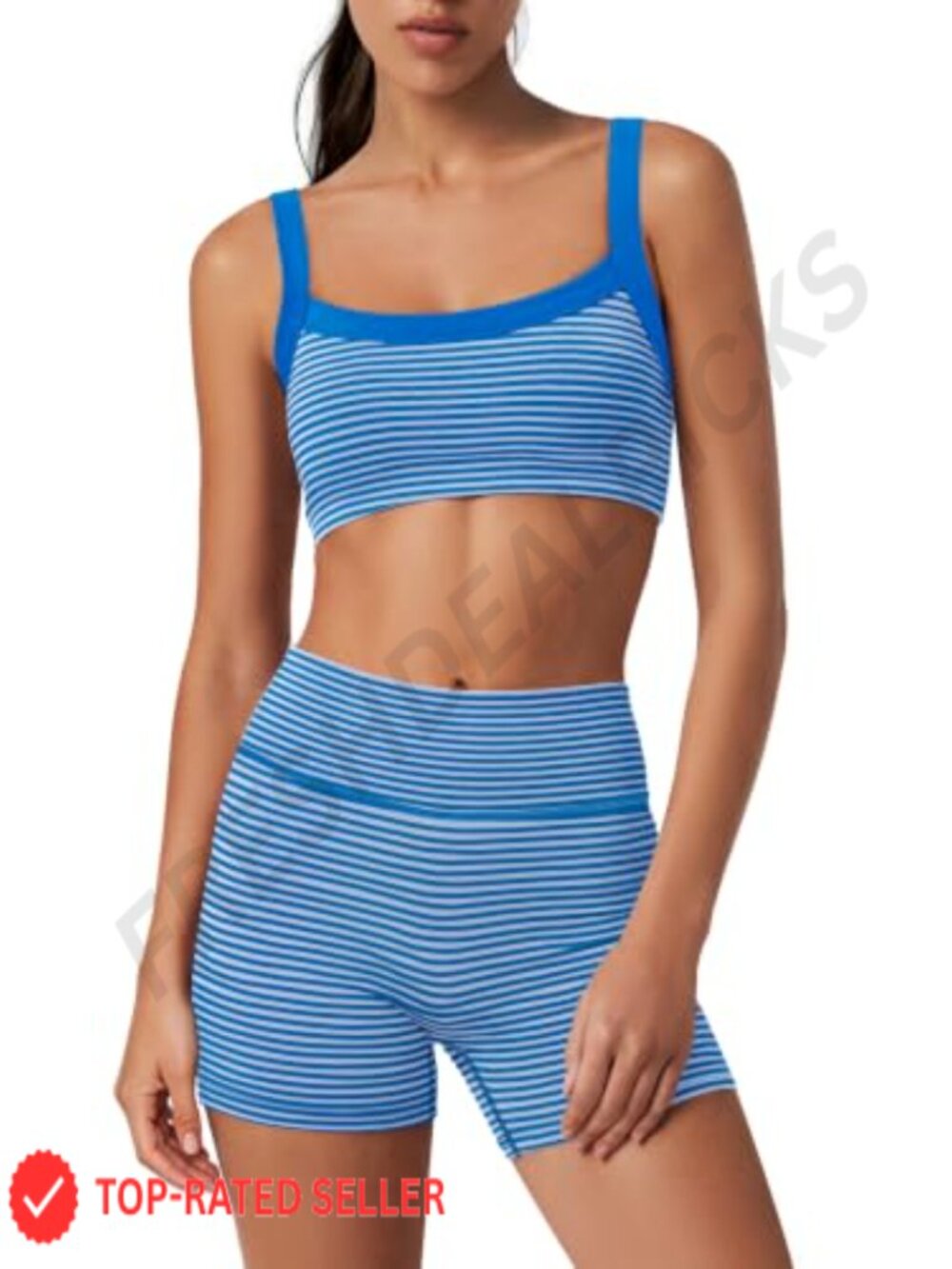 2 Piece Workout Set Padded Tank Top Biker Shorts Cotton Blend High Stretch